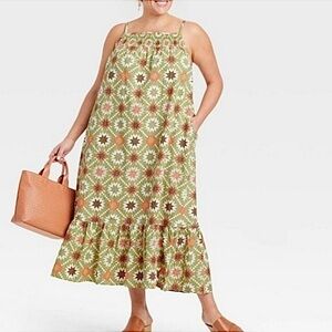 NWT Universal Thread Quilt Printed Boho Maxi Dress